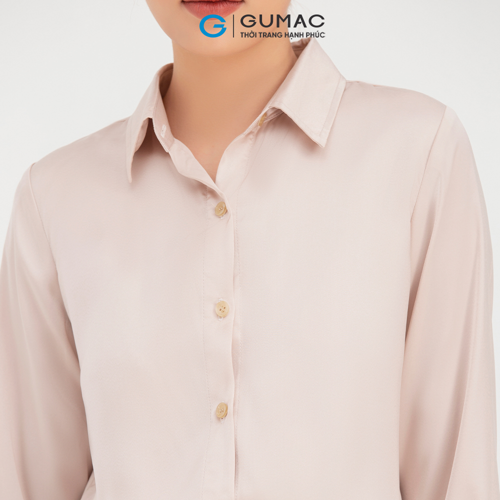 Áo sơ mi nữ GUMAC AB708 tay dài vải lụa mềm mại