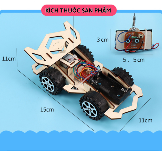 Đồ chơi khoa học tự làm Ô TÔ dạng xe đua điều khiển từ xa bằng gỗ cho bé