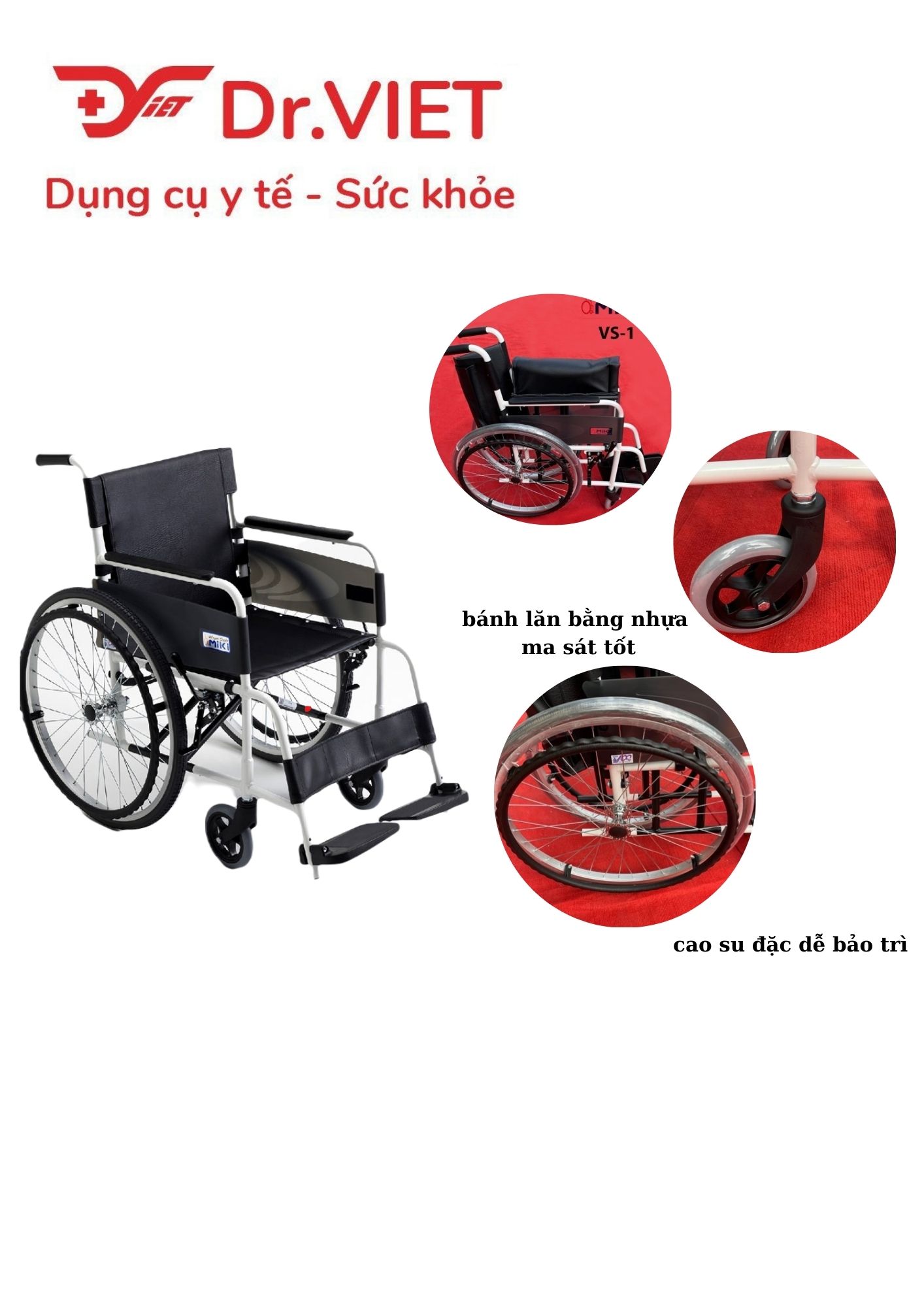 Xe lăn Miki VS (Thương hiệu cao cấp Nhật Bản)