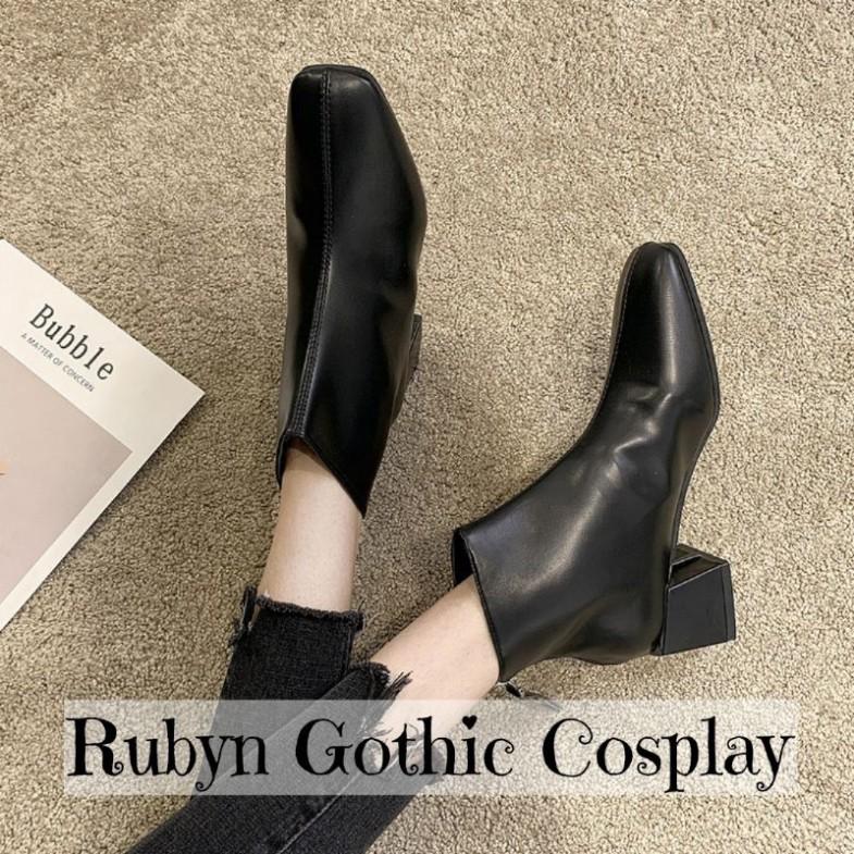 Giày boots cao gót đế vuông khóa kéo phía sau ( Size 35 - 40 )