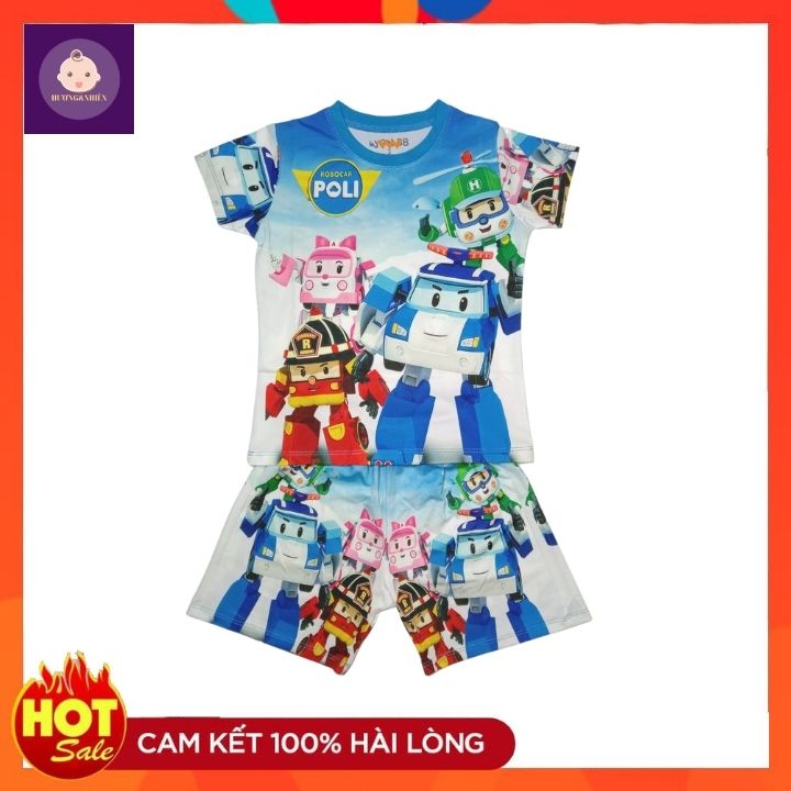 Bộ quần áo bé trai Robocar Poli - đội xe cứu hộ 10-43kg- Đồ trẻ em thun lạnh in 3d sắc nét - Hương Nhiên