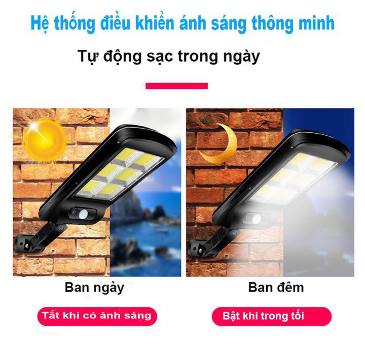 Đèn Năng Lượng Mặt Trời Solar Street Lamp 6 Bóng Kèm Điều Khiển Cảm Biến Chuyển Động, Chống Trộm Hiệu Quả