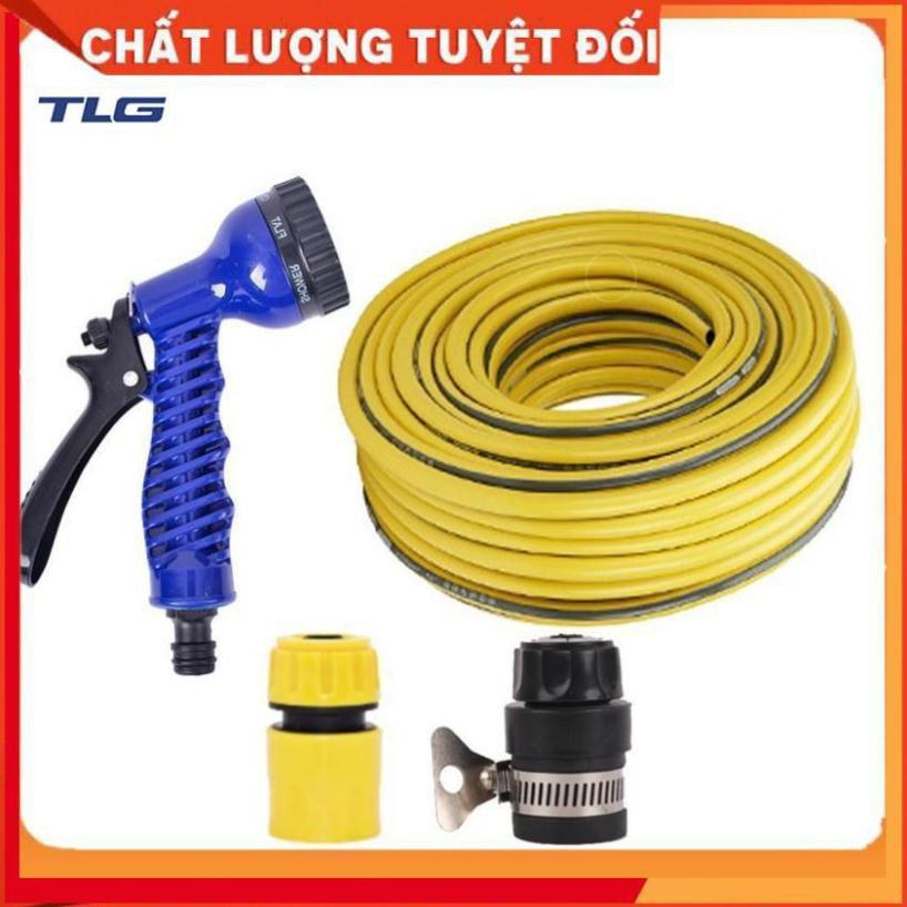 Bộ dây tăng áp 3 lần vòi xịt nước rửa xe, tưới cây loại 3-5m (cút nhựa nối nhựa đen 713-2) 206843