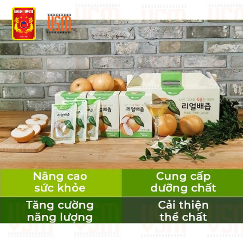 Hộp 10 gói Nước Ép Lê hàn Quốc Nguyên Chất 100% Ginseng House