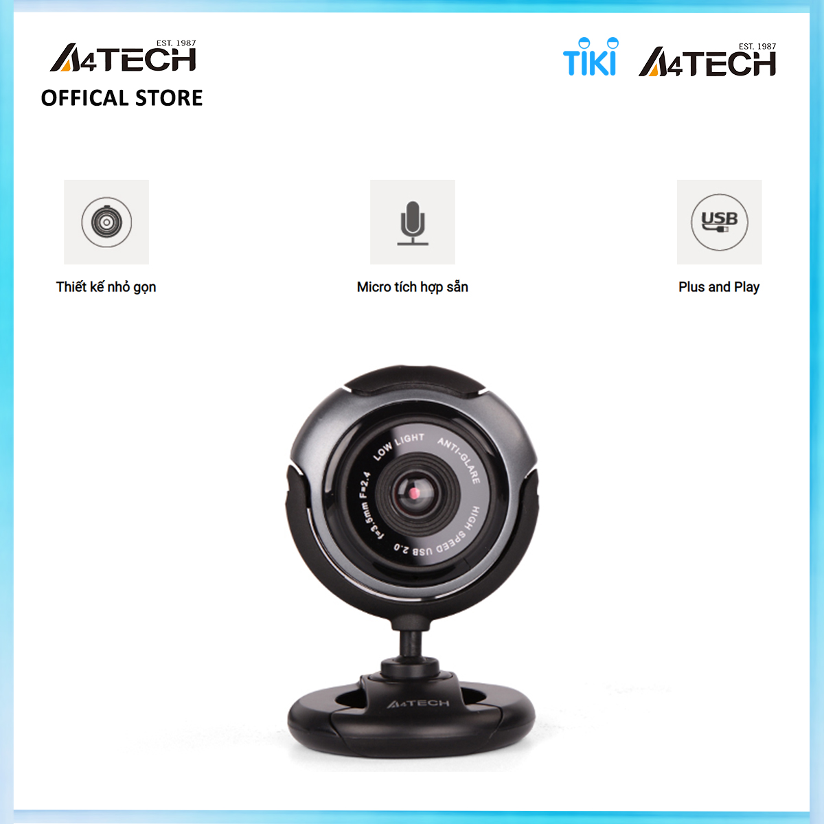 Thiết bị ghi hình webcam PK-710G A4Tech tích hợp micro - Hàng chính hãng