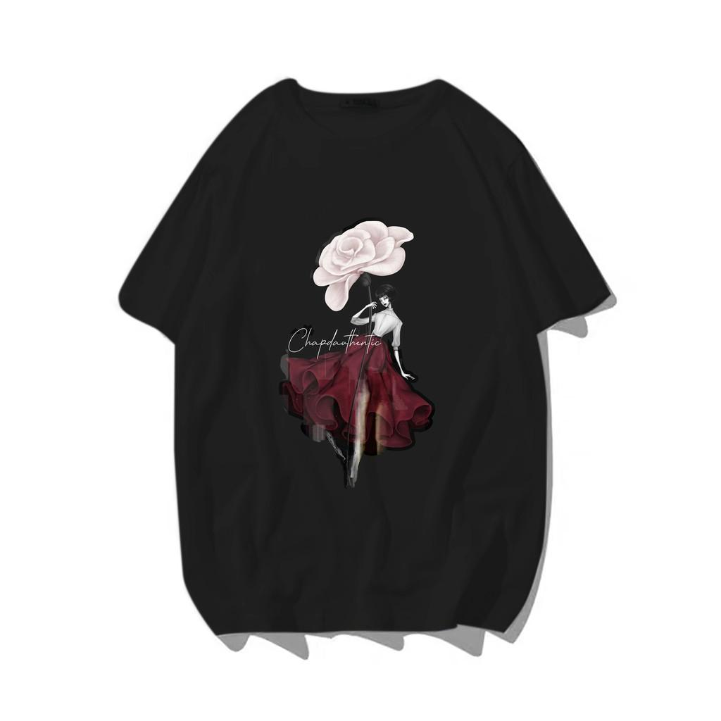 Áo thun tay lỡ.Hình Flower Girl. CoolZ phông Unisex nam nữ Cotton oversize form rộng CZ303