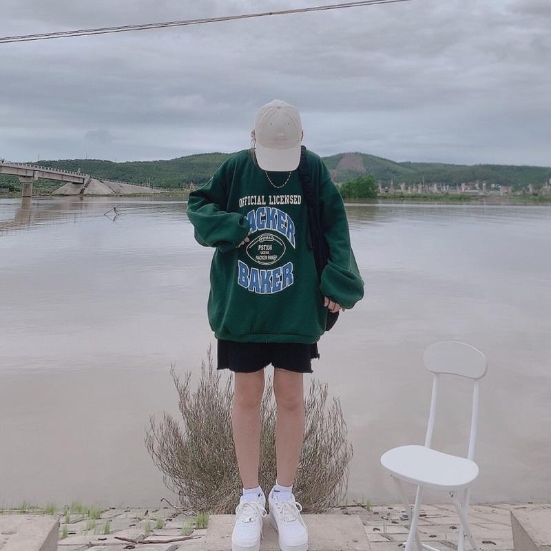 ÁO SWEATER NỈ PACKER BAKER XANH  FORM RỘNG OVERSIZE