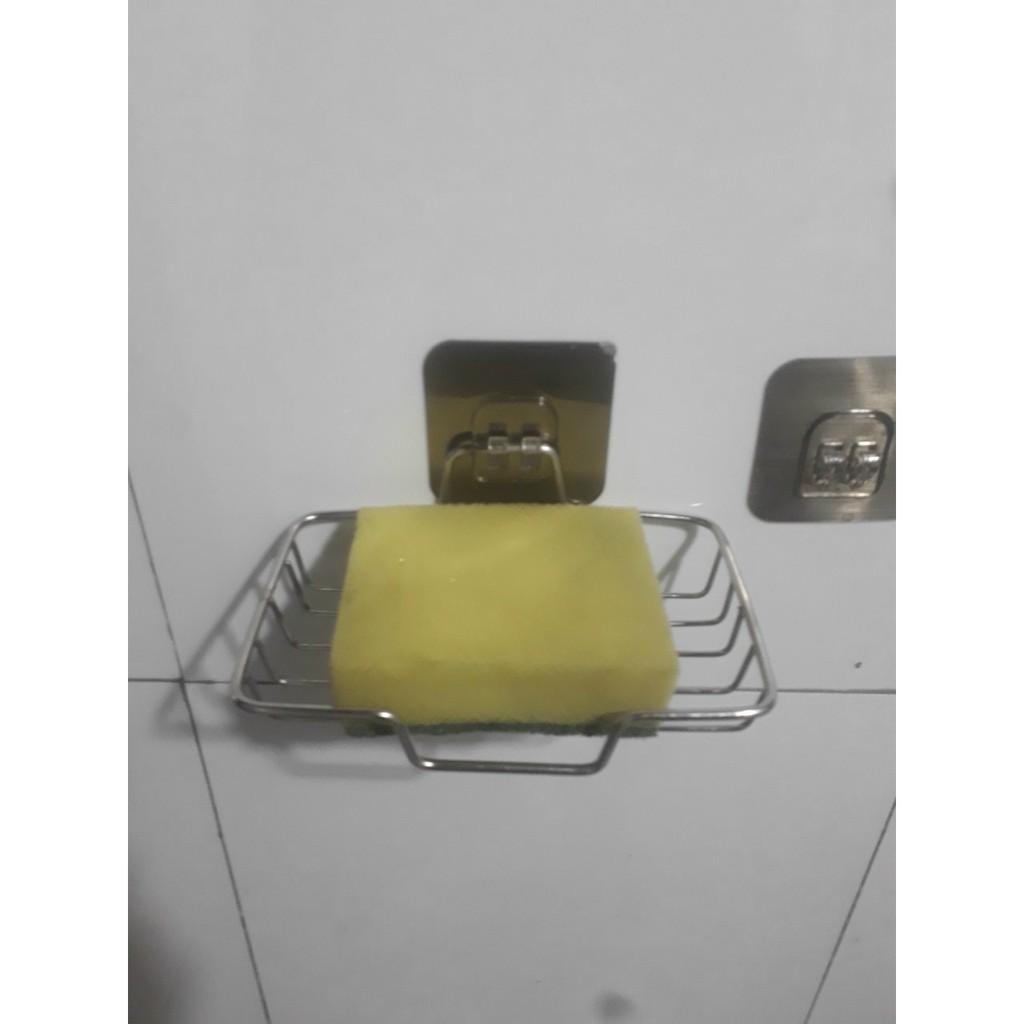 Khay đựng xà bông Inox dán tường, vó rửa bát kèm miếng dán siêu dính