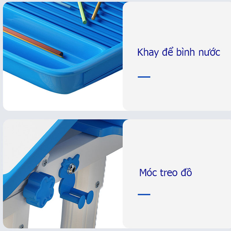 Combo Bàn ghế chống gù chống cận và đèn không dây 3 chế độ - Bàn ghế chỉnh độ cao - mặt bàn phủ chống lóa - nghiêng 45-60 độ để viết vẽ