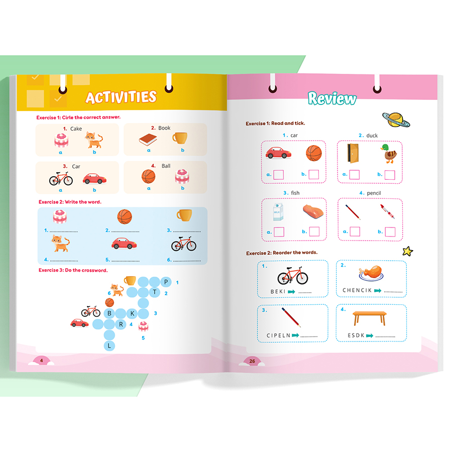 Combo Luyện viết chữ từ vựng Tiếng Anh theo chương trình sách giáo khoa 1,2,3