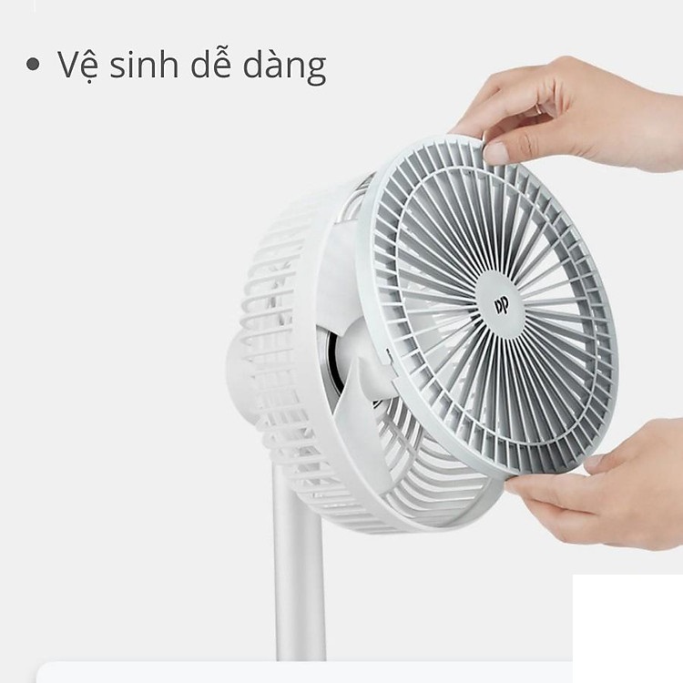 Quạt sạc tích điện kèm đèn led siêu mát, có 3 tốc độ gió, loại lớn DP 7627 - hàng chính hãng