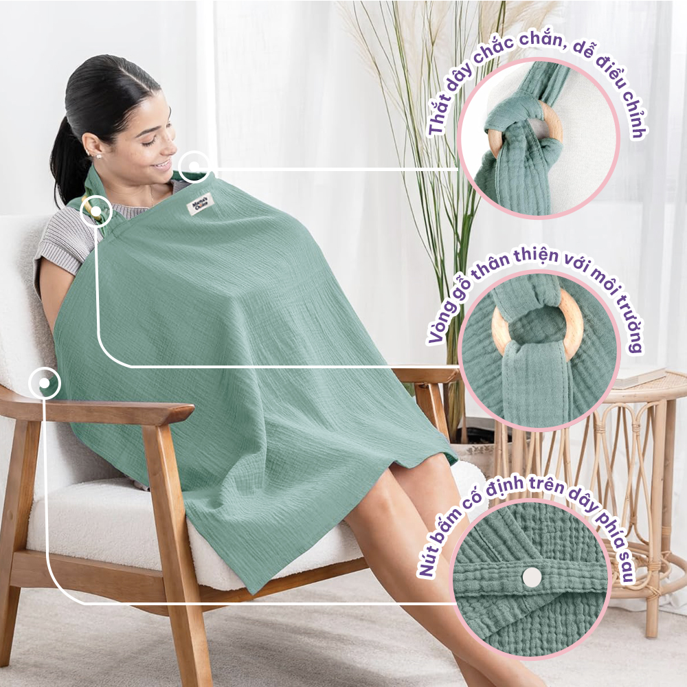 Khăn Choàng Cho Bé Bú Mama's Choice, Chất Liệu Vải Muslin Cao Cấp Mềm Mại Thoáng Khí và Độ Bền Cao