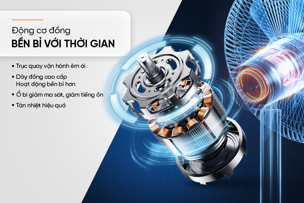 Quạt đứng 5 cánh 65W SUNHOUSE SHD-7352 động cơ đồng nguyên chất, gió mạnh, máy bền, vận hành êm ái, Hàng chính hãng