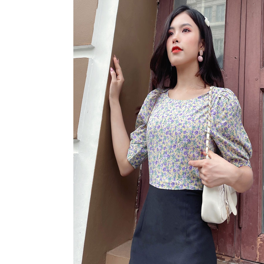 Đầm suôn chữ A phối hoa dễ thương-MS026