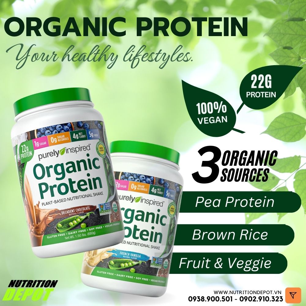 Sữa bổ sung Protein thực vật Hữu cơ Purely Inspired Organic Protein 100% Plant-Based dành cho người ăn chay (Vegan)