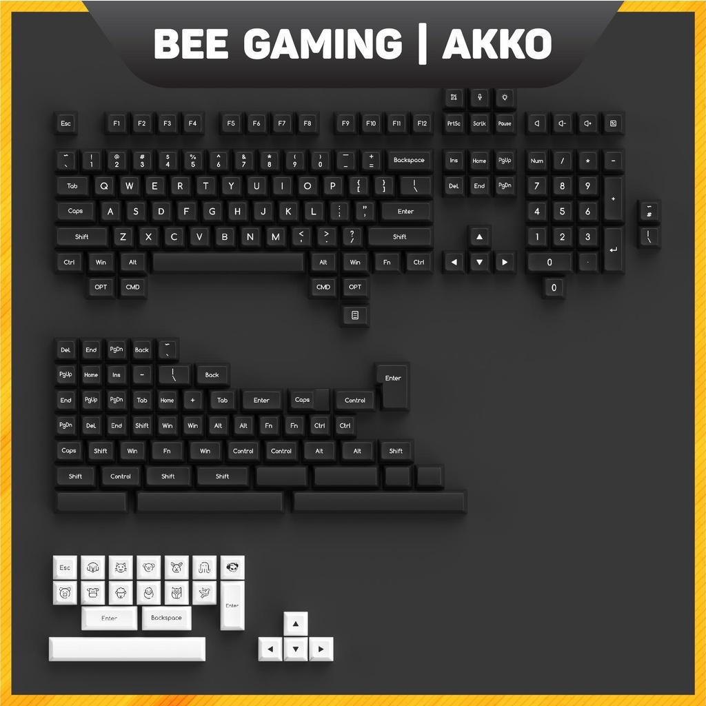 Bộ keycap chính hãng AKKO – White on Black WOB (ABS Double-Shot / SAL profile / 195 nút)