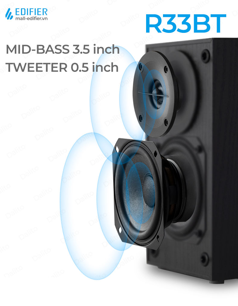 Loa Bluetooth Edifier R33BT (Màu Đen), Kết Nối Máy Tính Cổng AUX, Công Suất 10W, Nghe Nhạc Driver Bass 92mm