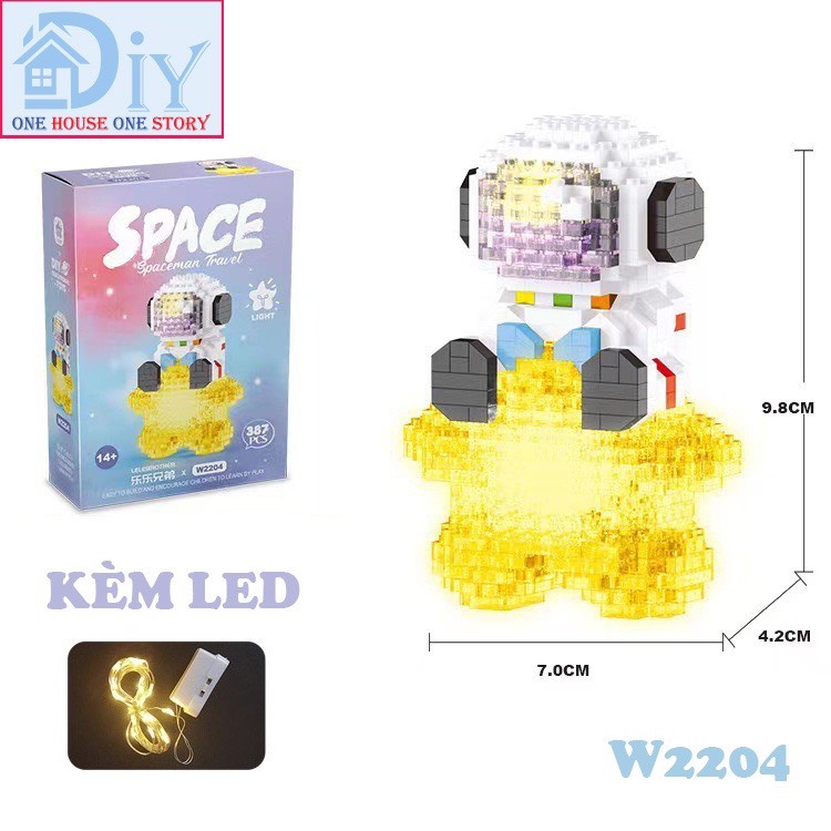 Đồ Chơi lego 3D mô hình lắp ráp phi hành gia dễ thương có đèn LED phát sáng đáng yêu Sáng Tạo Quà tặng Dành Cho Nam Và Nữ