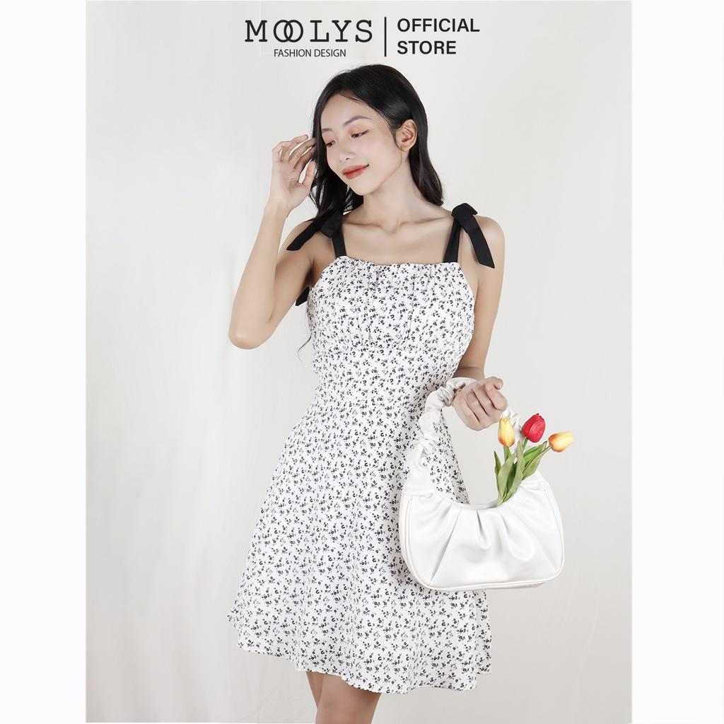 Đầm xoè thiết kế hai dây nhún ngực dễ thương Moolys MD001