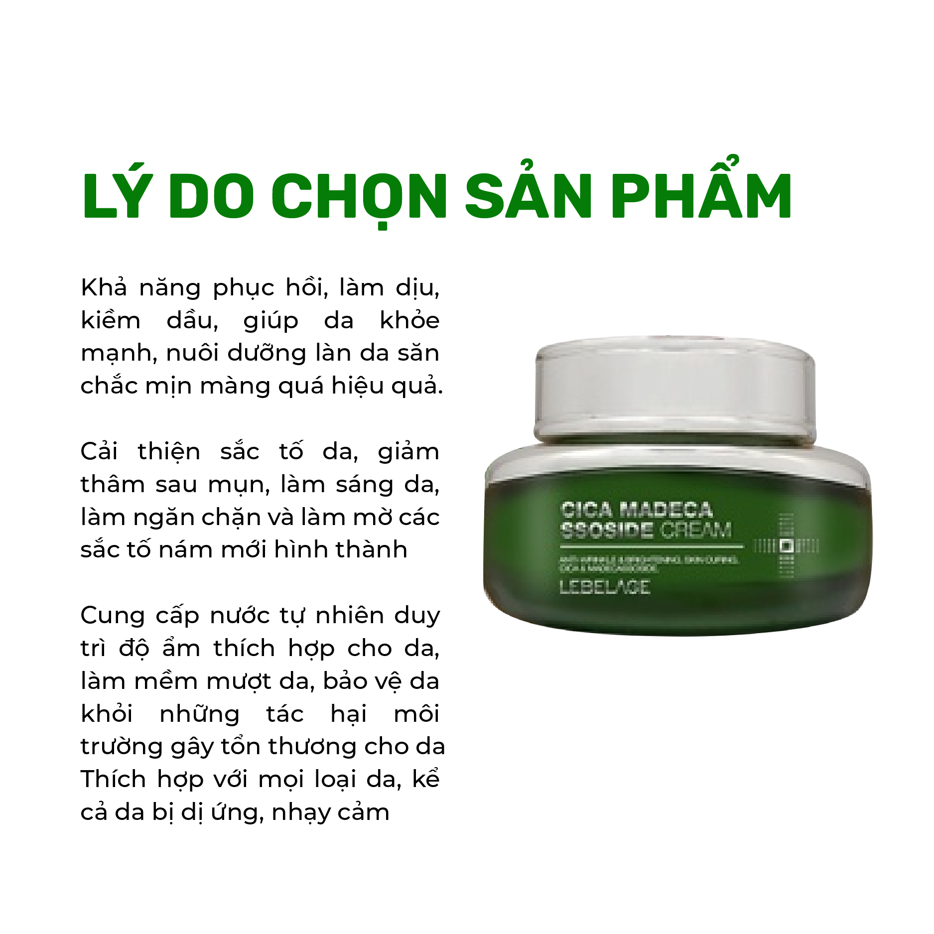 Kem dưỡng ẩm, phục hồi da Lebelage Cica Madecassoside Cream 55ml