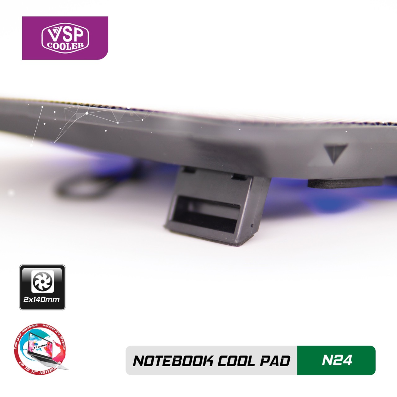 Đế Tản Nhiệt Laptop VSP Cooler N24 (2*Fan 14cm) - NTH - Hàng Nhập Khẩu