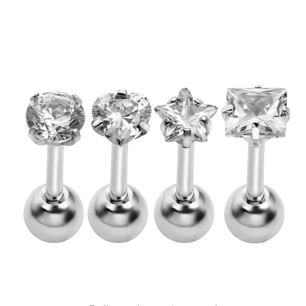 4pcs Stainless Steel Ball Top Lip Studs Tragus Ear Rings Bars 1.2mm