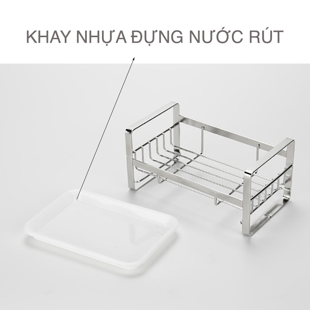 Kệ để đồ rửa chén dán tường gạch men Hobby Home Decor KRC1 inox 304 không rỉ sét kèm keo dán