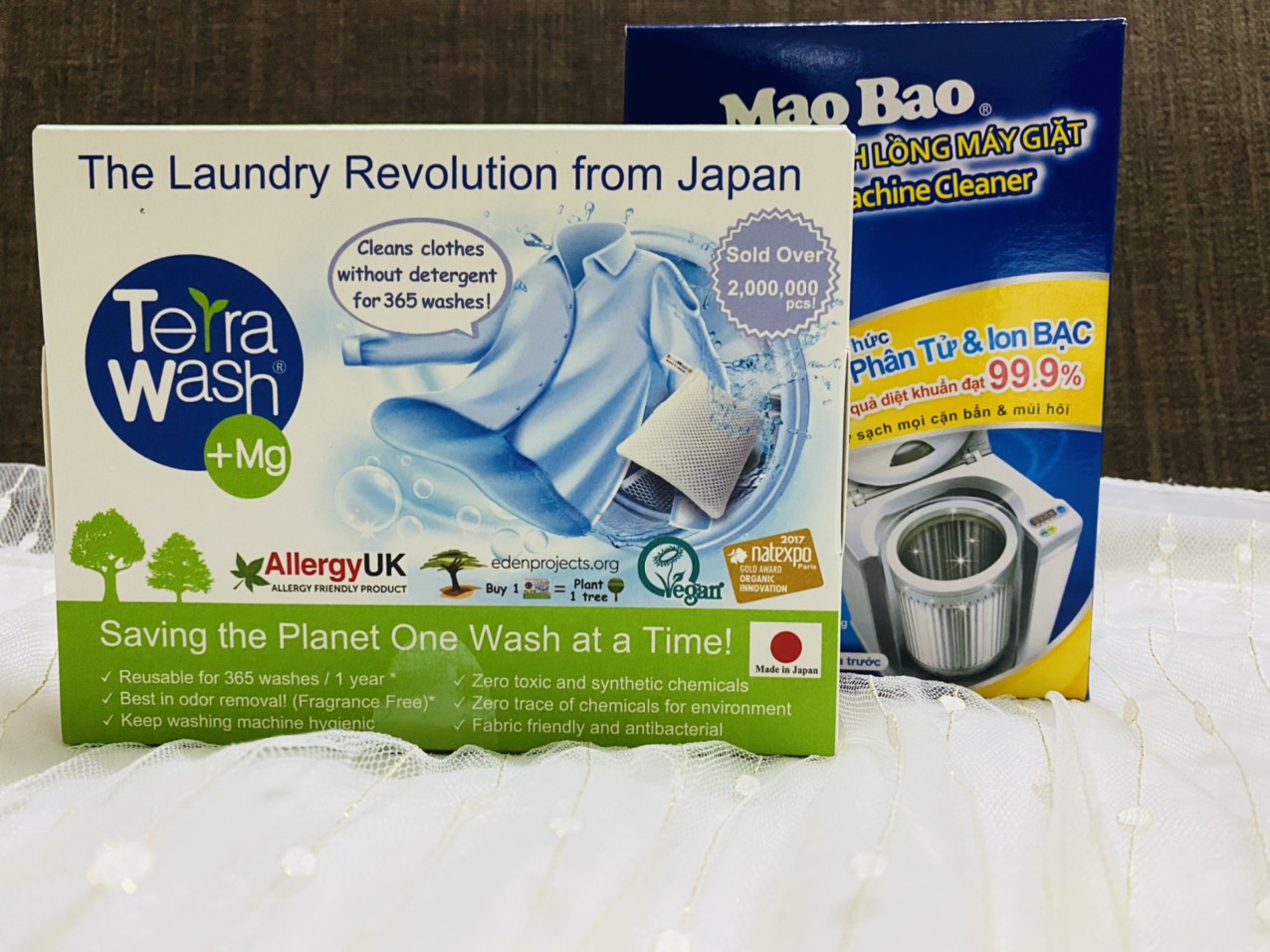 Combo túi giặt thay thế xà phòng Terra Wash + bột tẩy lồng máy giặt Mao Bao - Tặng Baking Soda