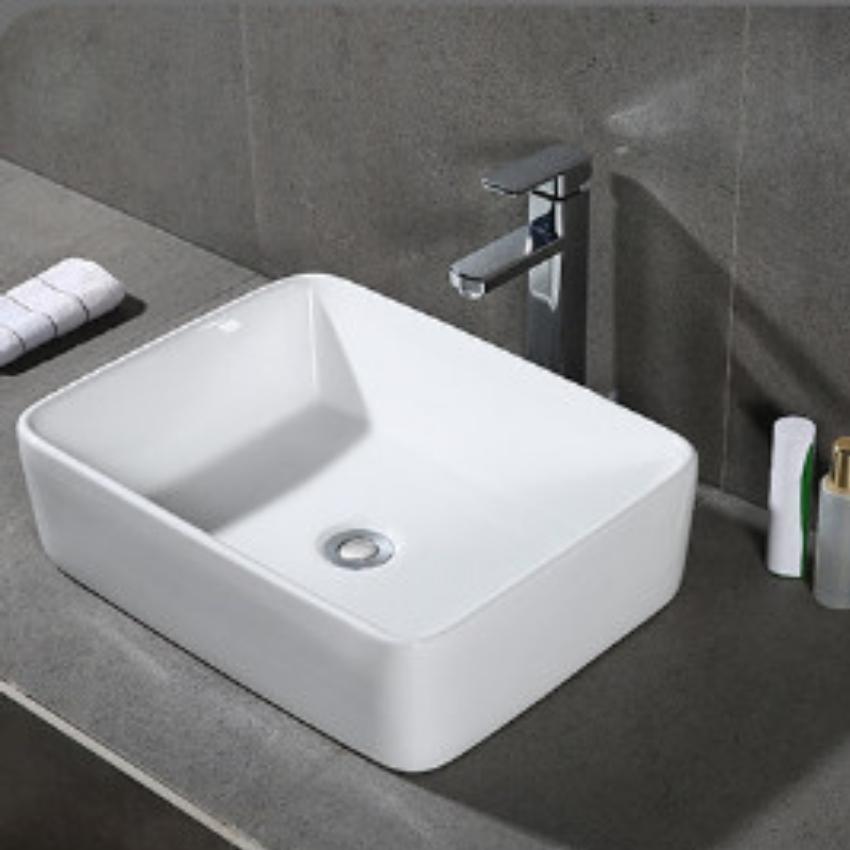 Chậu lavabo rửa mặt đặt bàn đá C399A men nano kháng khuẩn (Tặng bộ xiphong chun thoát nước 49k)