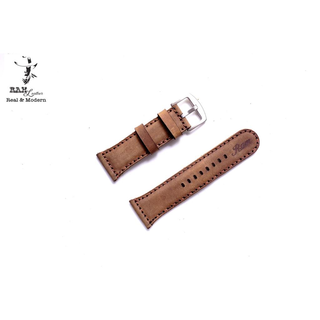 Dây đồng hồ Apple Watch da bò sáp ngựa nâu đất 26mm - RAM Leather
