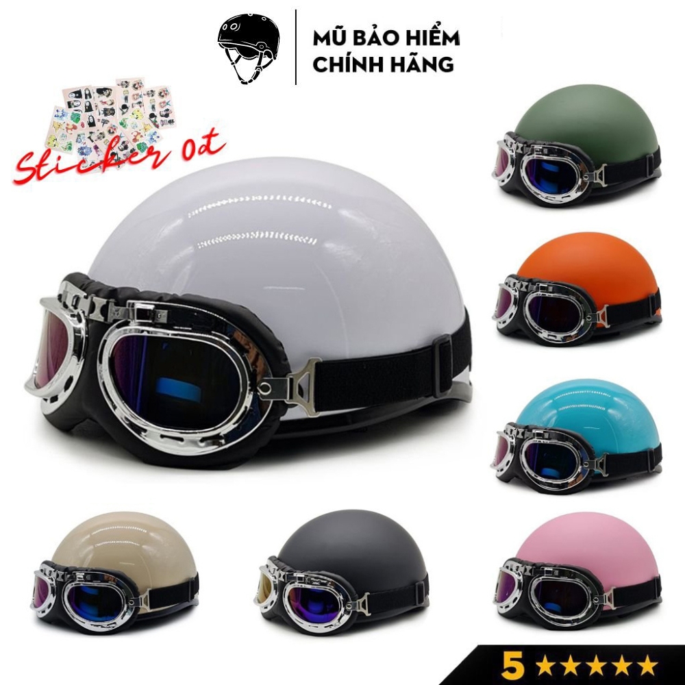 Hình ảnh Mũ bảo hiểm nửa đầu kèm kính phi công, kính UV NON CAMRY CR01 độc đáo, nhiều màu sắc, Freesize (55-59cm)