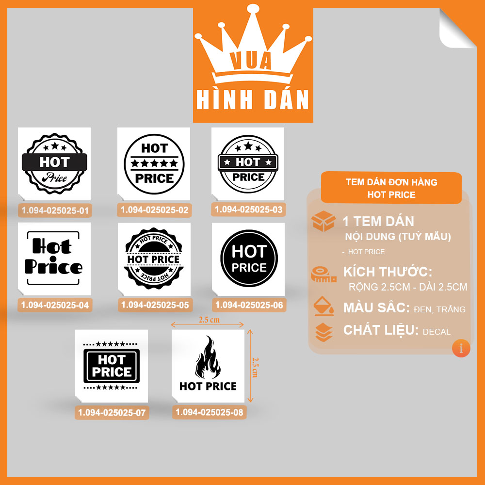 Set 100/200 sticker HOT PRICE tem dán mini GIÁ TỐT, GIÁ KHỦNG dán sản phẩm dành cho shop