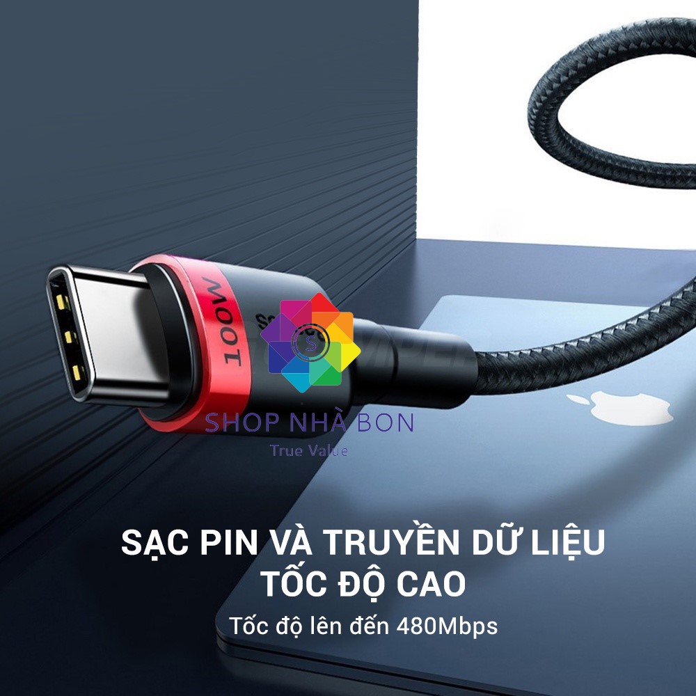 Hình ảnh Dây cáp sạc nhanh 100W chuẩn PD 2.0 Type C to type-c QC 3.0 hiệu Baseus Cafule type c to Type C cho iPad Pro 2018 / 2020 / Samsung / Huawei / Xiaomi / Tablet / Macbook / Laptop Type C - Hàng nhập khẩu