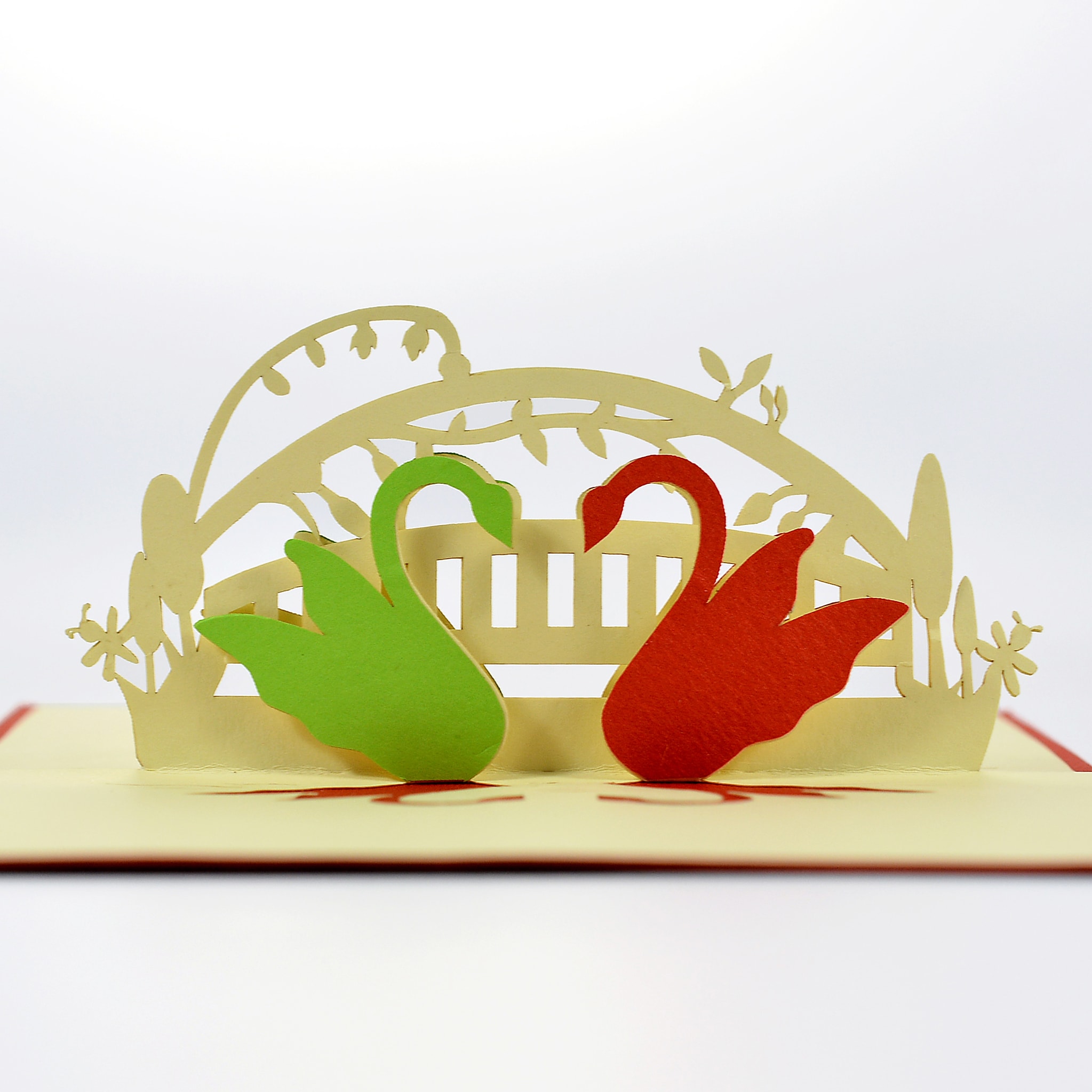 Thiệp Handmade đôi thiên nga bên hồ size 10x15cm AN020