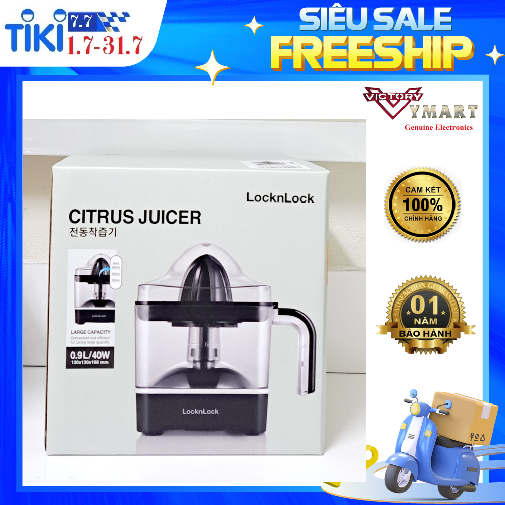 Máy Vắt Cam Thế Hệ Mới Locknlock Citrus Juicer EJJ246BLK 0.9L - Hàng Chính Hãng