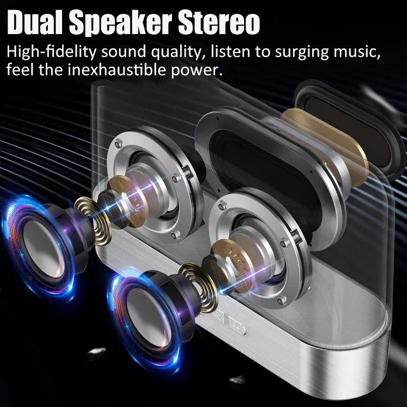 Di động Bluetooth 5.2 Loa không dây loa Hifi Radio RGB Máy nghe nhạc MP3 trong suốt với Mic/Night Light Hỗ trợ TWS/TF/AUX Color: White