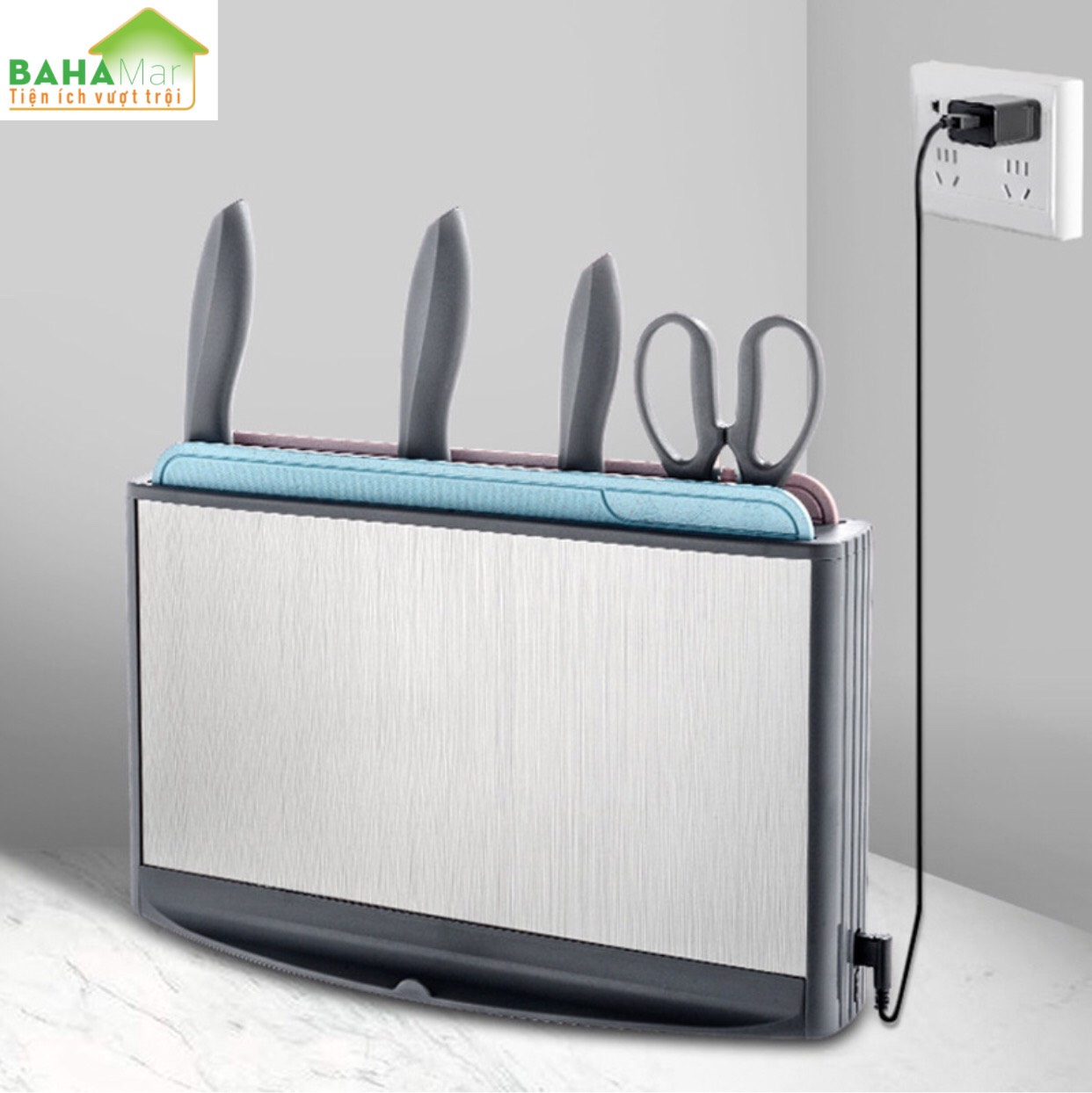 HỘP THÔNG MINH KHỬ TRÙNG OZONE BỘ DAO THỚT KÉO KHÁNG KHUẨN tự động và thông minh ngắt nguồn điện để ngừng khử trùng sau 30 phút khử trùng.