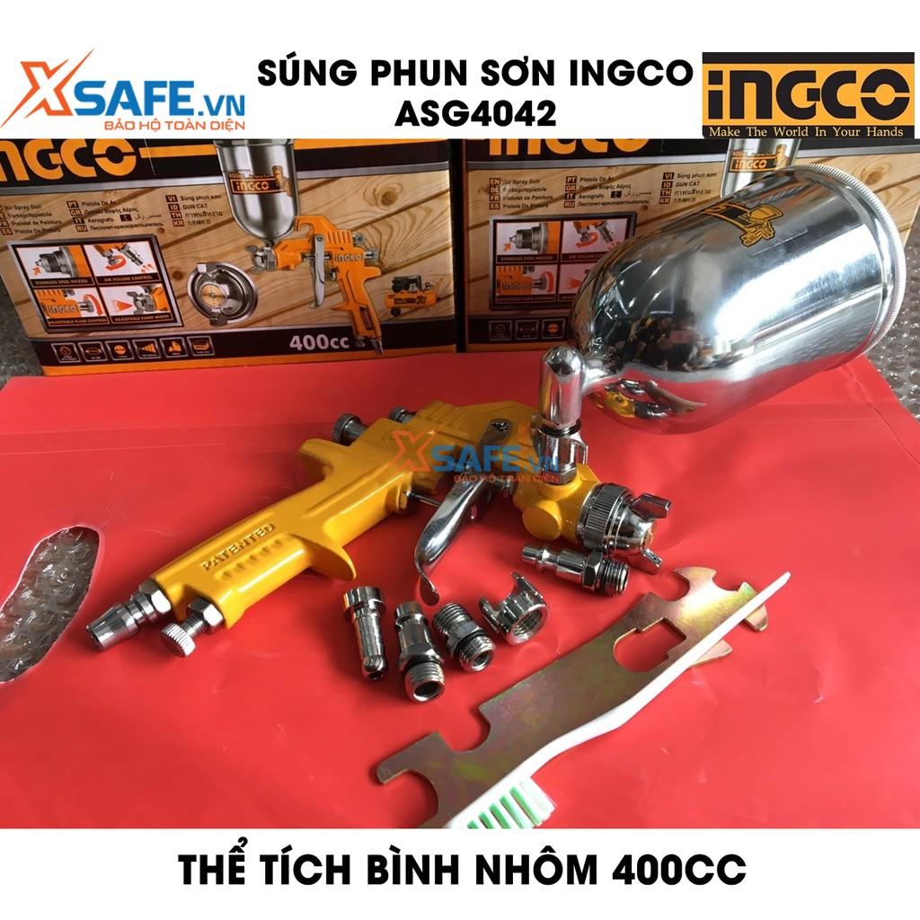 Máy phun sơn INGCO ASG4042 - dụng cụ phun sơn đầu phun tiêu chuẩn 1.5mm, áp suất 3.0-4.0 bar, thể tích bình nhôm 400cc [XSAFE]