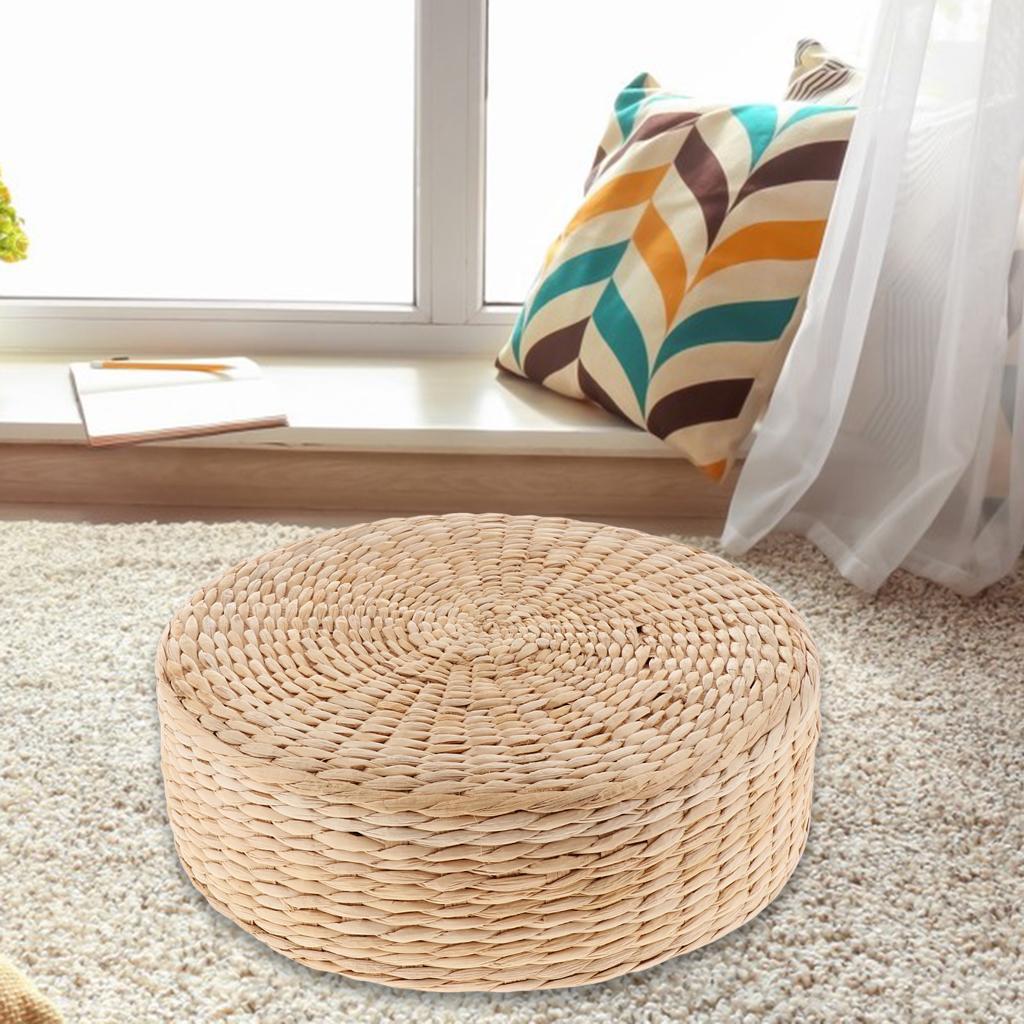 Japanese Flat Seat Cushion Handcrafted Breathable Straw Cushion