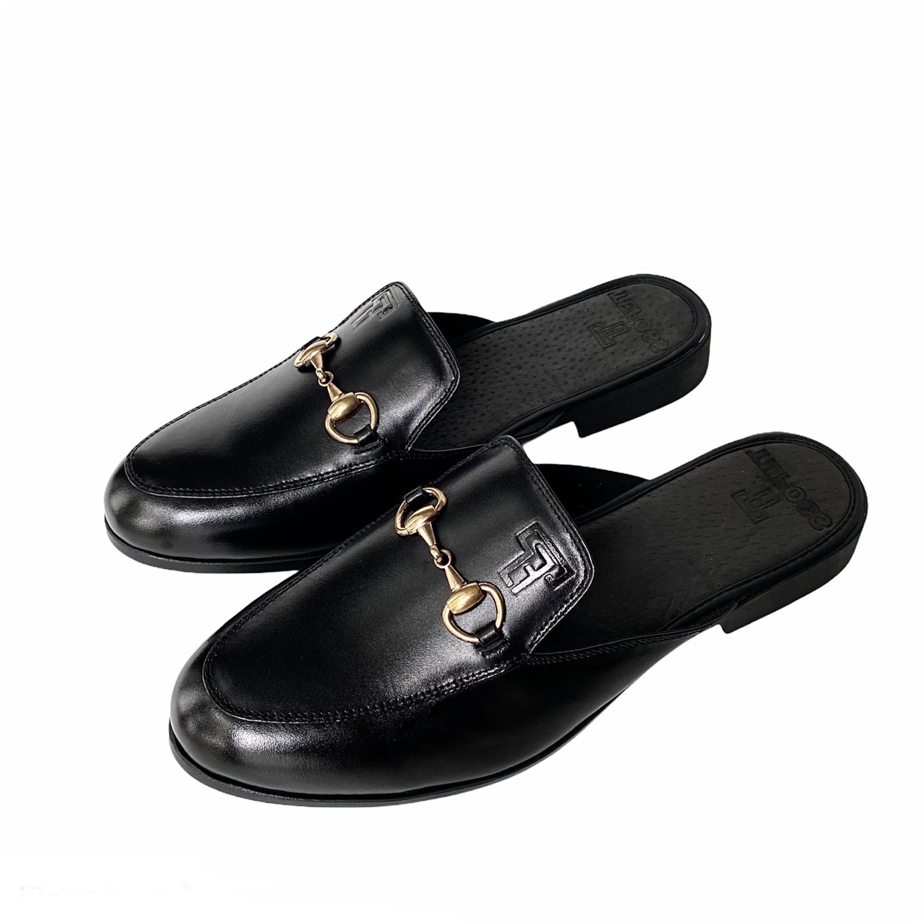 Giày sục da bò đen khóa cổ điển TEFOSS HNSUC độc lạ và sang trọng size 38 - 43