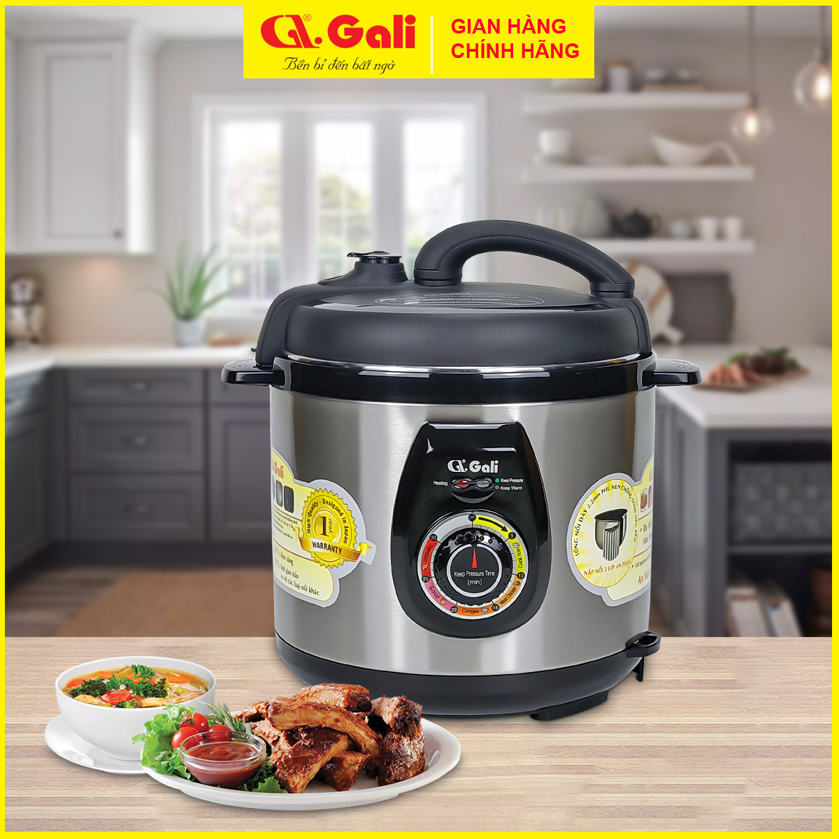 Nồi áp suất Gali GL-1626, dung tích 17lít, sử dụng hoàn hảo cho các nhà hàng, quán ăn, trường học, hàng chính hãng 100%, bảo hành 24 tháng.