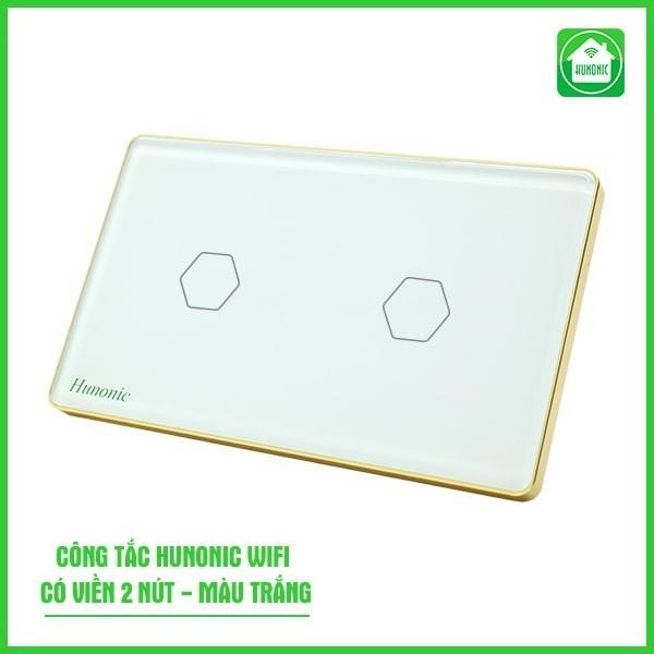 Công Tắc Cảm Ứng Hunonic Wifi Hình Chữ Nhật Viền Vàng, Công Tắc Thông Minh Wifi Điều Khiển Từ Xa Bằng Điện Thoại