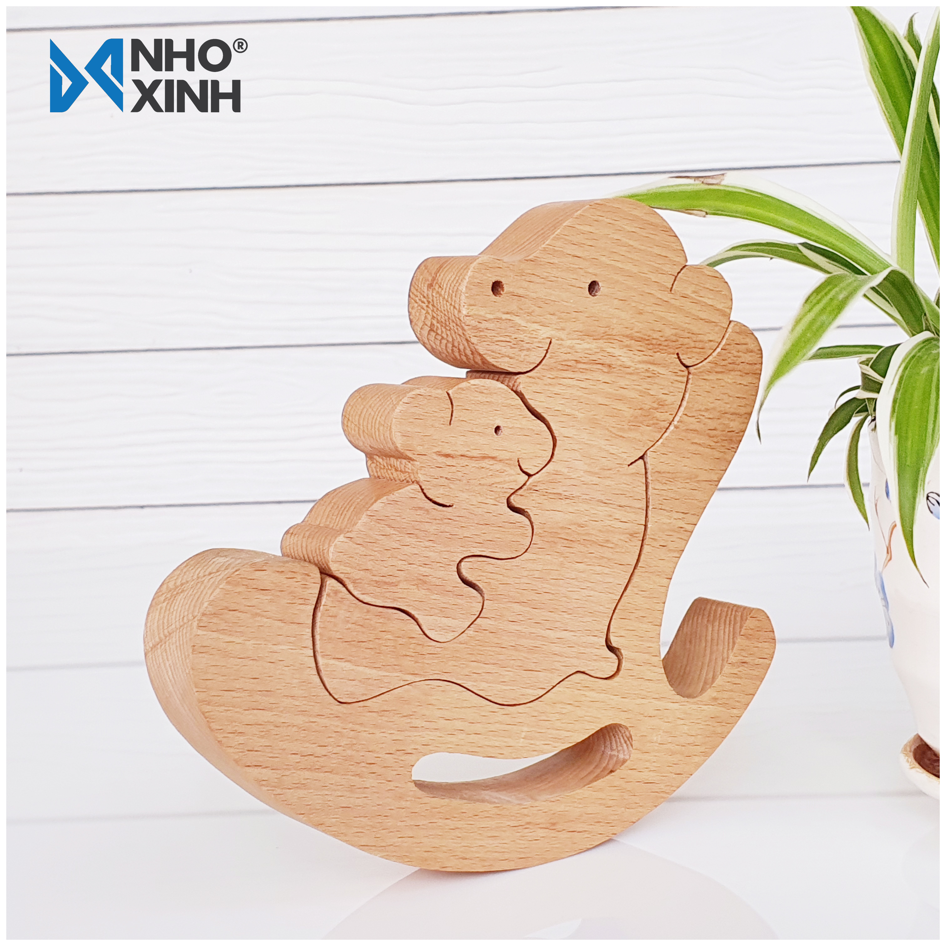 Mô Hình Ghế Bập Bênh Gấu Mẹ Và Con - Vật dụng trang trí - Nhãn hiệu Nhỏ &amp; Xinh, xuất xứ Việt Nam - Vật phẩm trưng bày phòng khách, phòng làm việc, học tập - Thích hợp làm quà tặng, quà lưu niệm