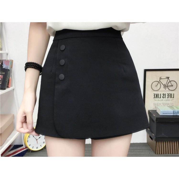Quần Short Đen Giả Váy Nữ Hàn Quốc Khuy Lệch Chất Tuyết Mưa Siêu Xinh