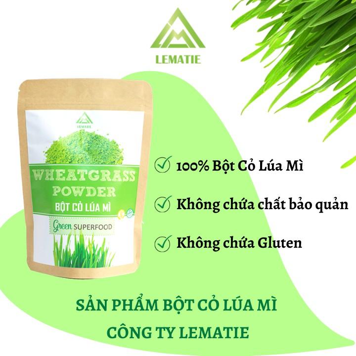 Combo 02 túi bột cỏ lúa mì sấy lạnh nguyên chất Lematie (100g)+ túi (45g) giảm cân, detox, eat clean, chứng nhận ATVSTP