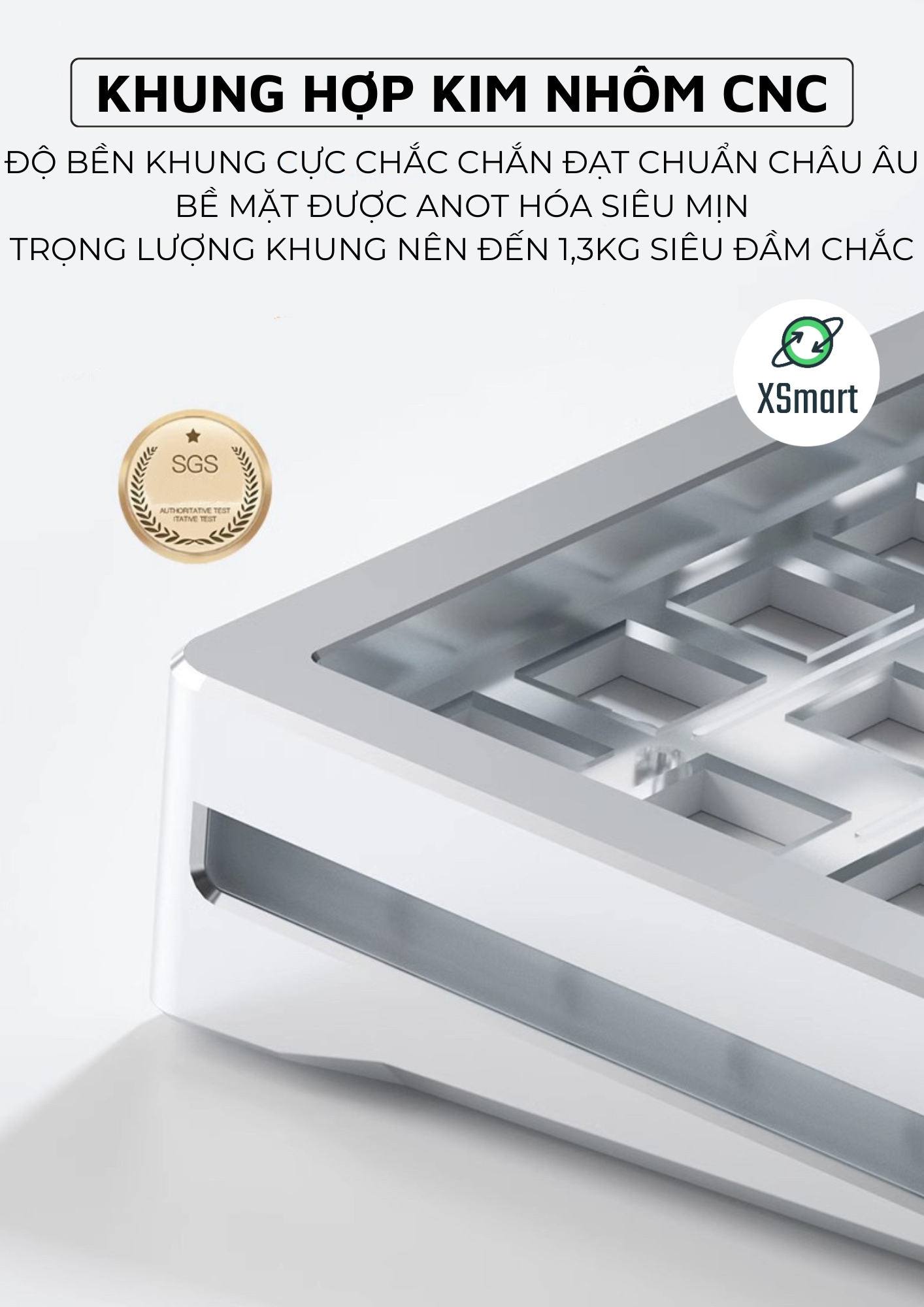 Bàn Phím Cơ Bluetooth Khung Nhôm ALUMINUM XM-M71 Cấu Trúc GASKET, Hotwsap 5 Pin Mạch Xuôi Cao Cấp Gõ Cực Sướng-Hàng Chính Hãng