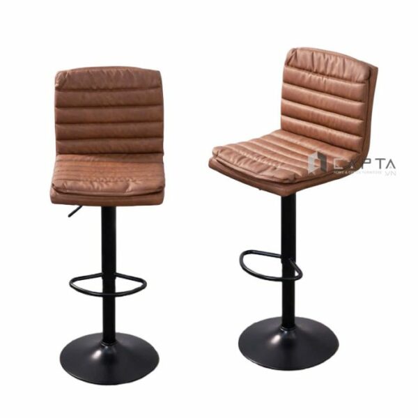 Ghế quầy bar nệm dày nhập khẩu CB2306A-P Nội thất CAPTA Ghế đảo bếp tăng giảm có tựa nệm giả da pvc dễ vệ sinh chân sắt sơn đen Bar chair hcm