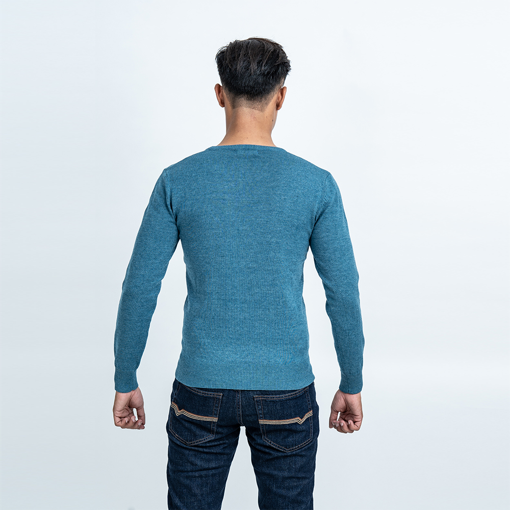Áo len nam dài tay cổ tròn màu xanh đá NOVELTY 180579T