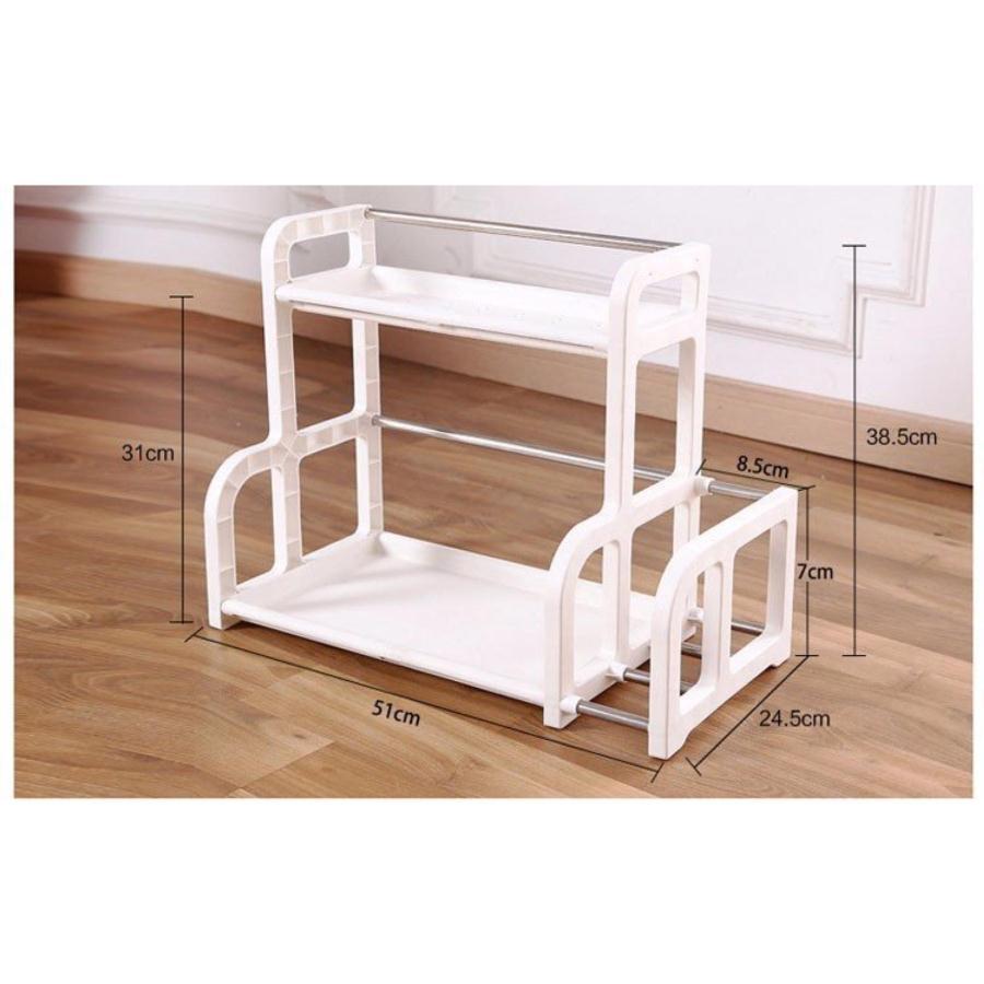 Kệ Đựng Gia Vị Nhà Bếp 2 Tầng Chữ H Kèm Khay Để Thớt Đa Năng - Loại Tốt
