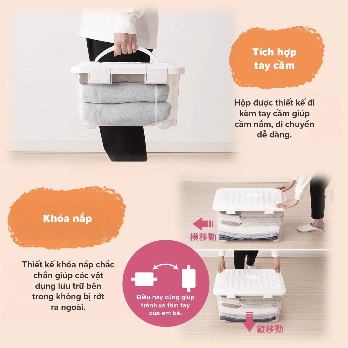 TENMA Hộp Nhựa Lưu Trữ Profix Case JAPAN QUALITY, Dung Tích 35L - 55L, Nắp có tay cầm, Có Khóa Gài